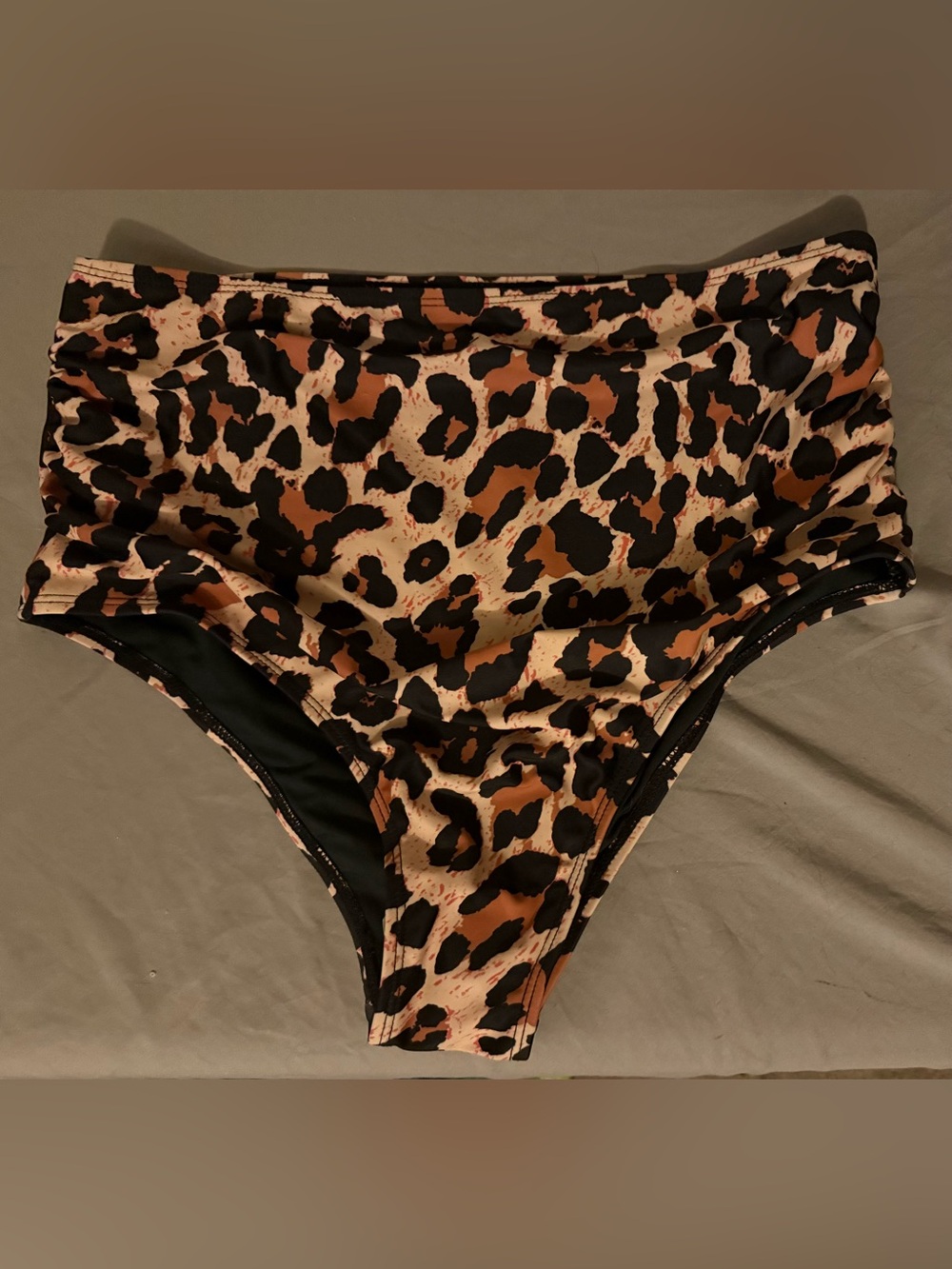 Unlisted Leopard Print High-Waist Bikini Bottoms in Brown and Black